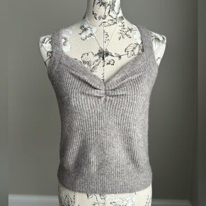 BB Dakota Gray Rib-Knit Cropped Tank Top